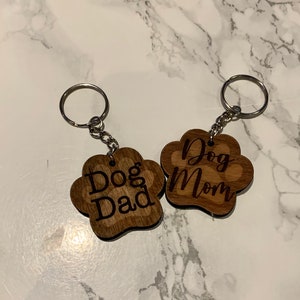 Custom Laser Engraved Wooden Keychains. Sports teams. Dog Mom. Dog Dad. Grandparent. image 2