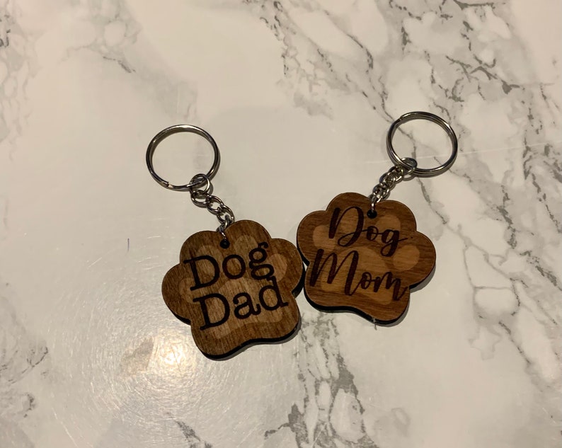 Custom Laser Engraved Wooden Keychains. Sports teams. Dog Mom. Dog Dad. Grandparent. image 2