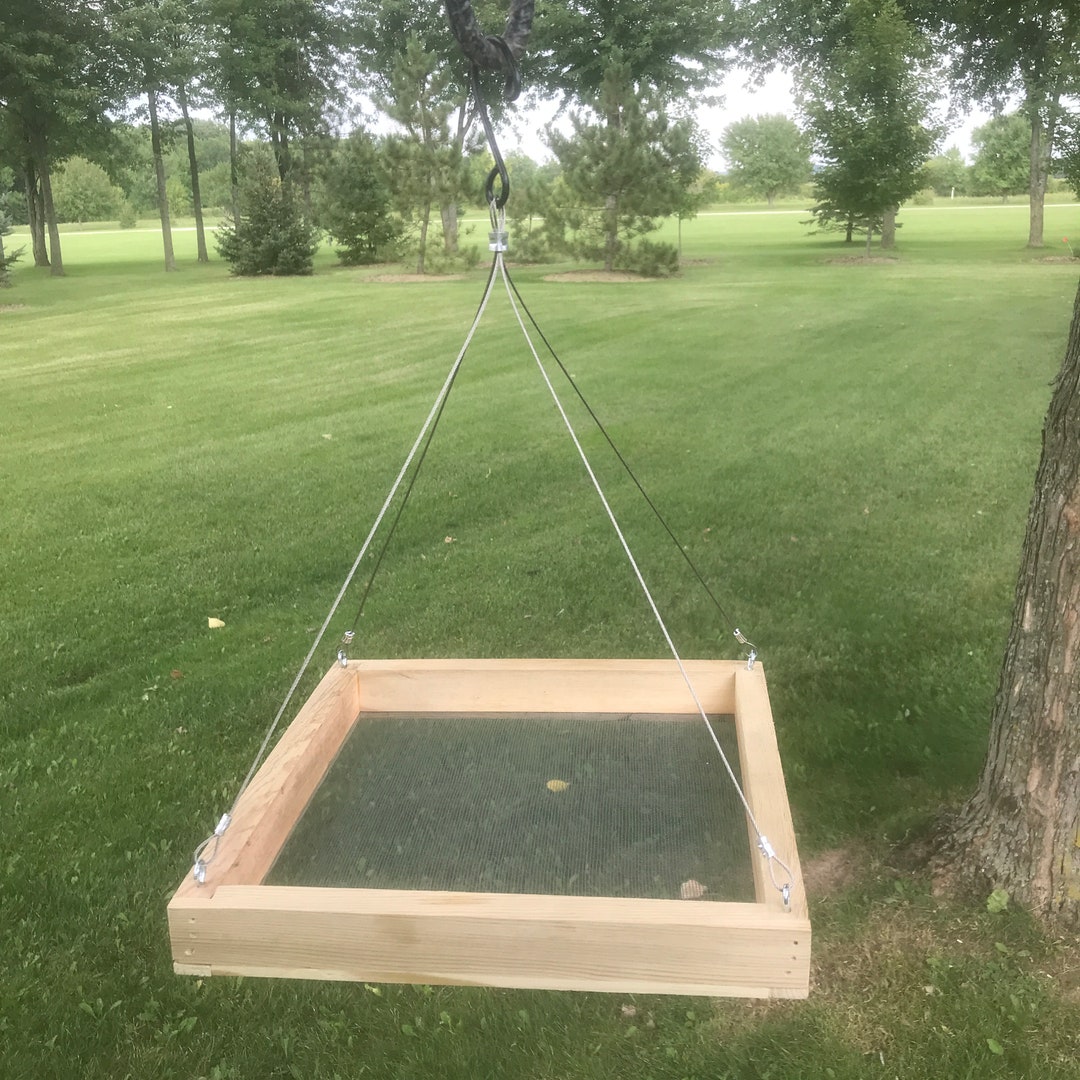 Natural Wood Flat Bird Feeder Etsy