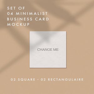 Ensemble de 04 maquettes personnalisables de carte de visite, pour artiste, rectangulaire et rectangulaire, fichier psd photoshop, couleurs personnalisables, minimaliste