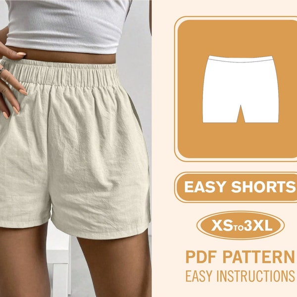 Schnittmuster Shorts | XS-XXXL | Elastische Shorts für Damen | Shorts mit hoher Taille | Muster für Shorts mit weitem Bein | PDF-Muster