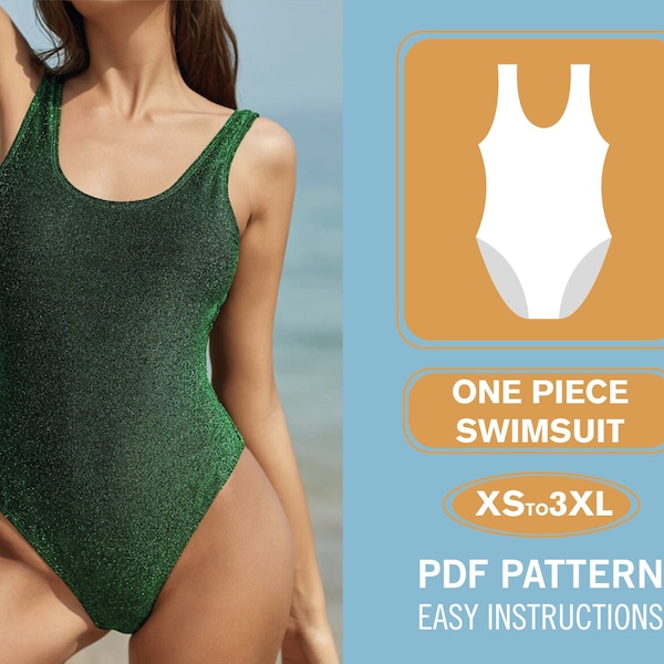 One Piece Swimsuit Sewing Pattern | XS-XXXL | Swimsuit Sewing | Bikini Pattern PDF | Swimwear Pattern | Women Sewing Pattern