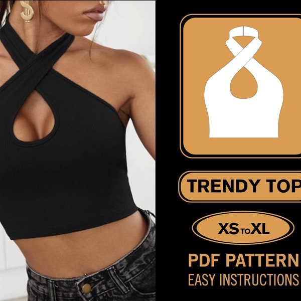 Crop Top Sewing Pattern | XS-XL | Sexy Top Sewing Pattern | PDF Pattern | Top Sewing Pattern | Trendy Top Pattern | Women Sewing Pattern