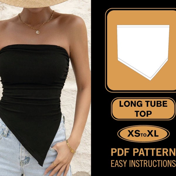 Long Tube Top Sewing Pattern | XS-XL | Tank Top Pattern | Beginner Pattern | PDF Pattern | Women Sewing Pattern
