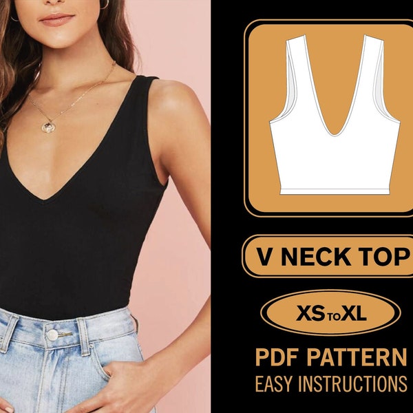 V-Ausschnitt-Top | XS-XL | Crop Top Schnittmuster | PDF-Muster | Wickeltop-Schnittmuster | Schnittmuster für Damen | Anfängermuster