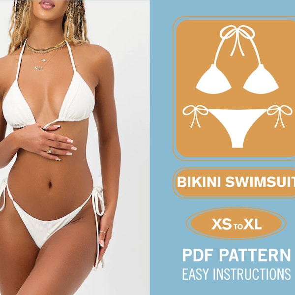 Bikini-Schnittmuster | XS-XL | Badeanzug nähen | Bikini-Muster PDF | Bademode-Muster | Schnittmuster für Damen