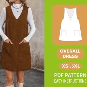 Overall Dress Sewing Pattern | Milkmaid Dress | Pinafore Dress | Sewing Patterns | Pinafore Dress Pattern | Women Pattern | PDF Pattern