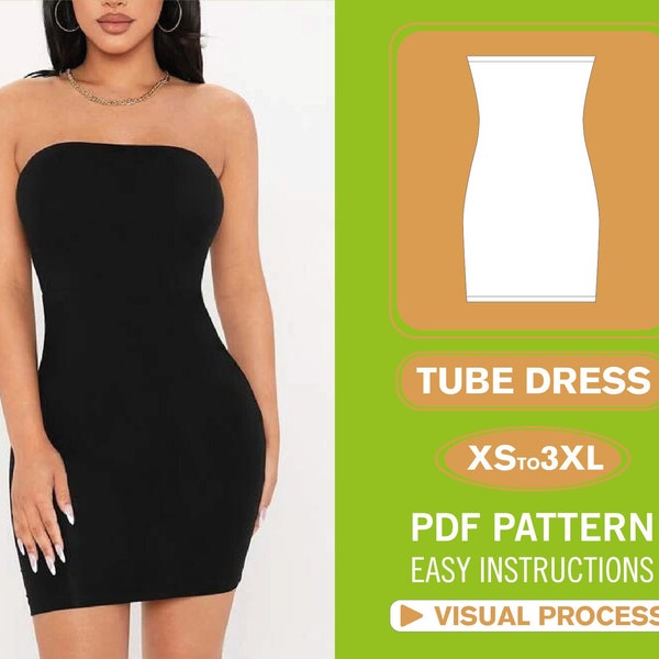 Bodycon Dress Pattern | XS-XXXL | Tube Dress Pattern | Beginner Pattern | Women Sewing Pattern | Easy Dress PDF Pattern
