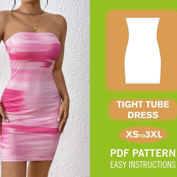 Dress Sewing Pattern | XS-XXXL | Tube Dress Pattern | Beginner Pattern | Women Sewing Pattern | Easy Dress PDF Pattern