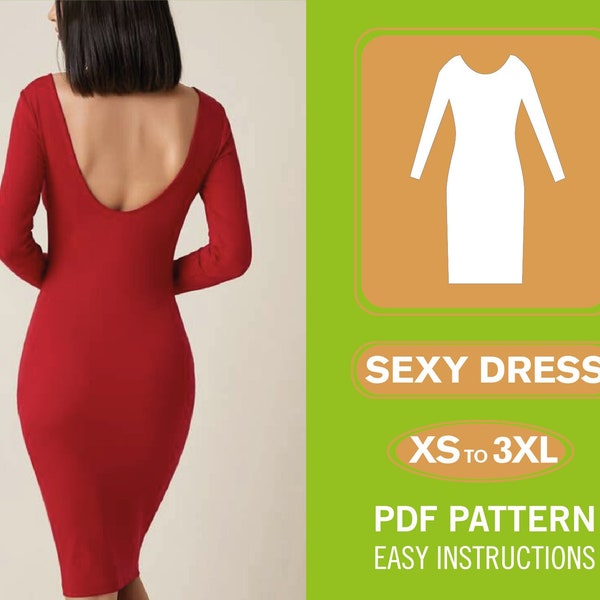 Slip Dress Sewing Pattern | XS-XXXL | Bodycon Dress Pattern | Formal Dress Pattern | Women Sewing Pattern | Easy Dress PDF Pattern