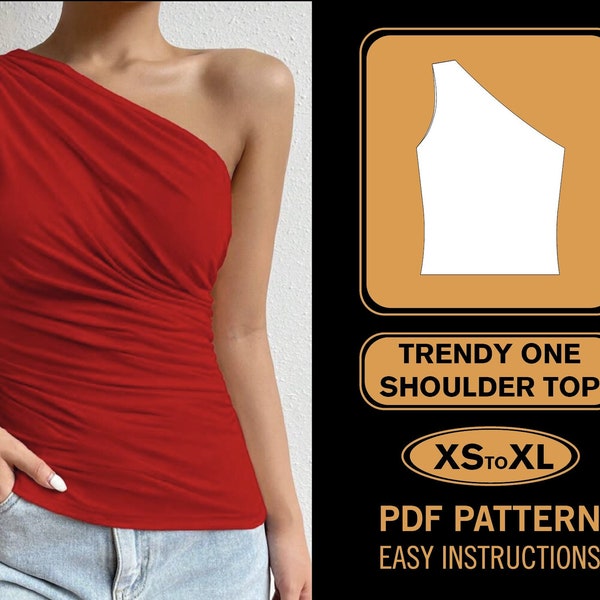 One Shoulder Top Sewing Pattern | XS-XL | Crop Top Sewing Pattern | Beginner Pattern | PDF Pattern | Women Sewing Pattern