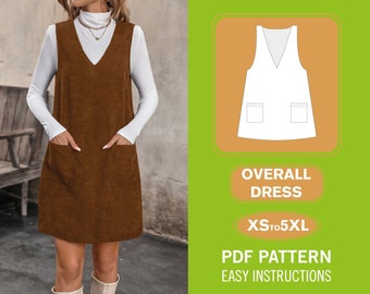 Overall Dress Sewing Pattern | Milkmaid Dress | Pinafore Dress | Sewing Patterns | Pinafore Dress Pattern | Women Pattern | PDF Pattern