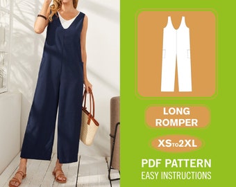 Romper Sewing Pattern | XS-XXXL | Playsuit Pattern | Jumpsuit Sewing Pattern | Women Sewing Pattern | Overalls Sewing Pattern PDF