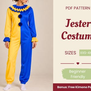 Patron de costume de bouffon | Patron de costume de fête médiévale | Patron de couture de costume | Patron fantastique | Patron pour débutants | XXS-XXXXL
