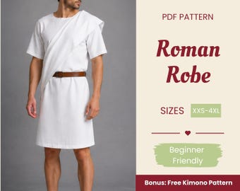 Costume Sewing Pattern | XXS-XXXXL | Roman Robe Pattern | Toga Costume | Easy Costume Pattern | Sewing Pattern | Toga Sewing Pattern