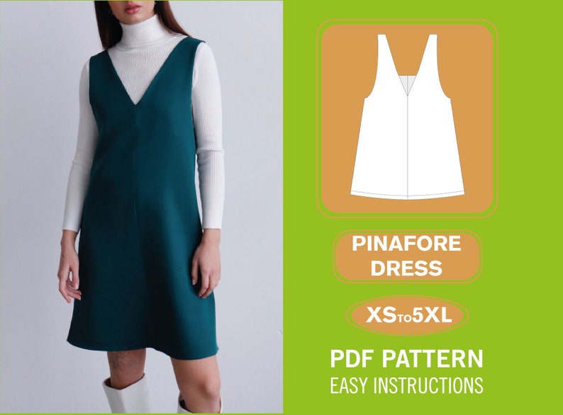 Pinafore Dress Pattern Overall Dress Sewing Pattern PDF Sewing Pattern Pinafore pattern Sewing Pattern Beginner Jumper Pattern image 1