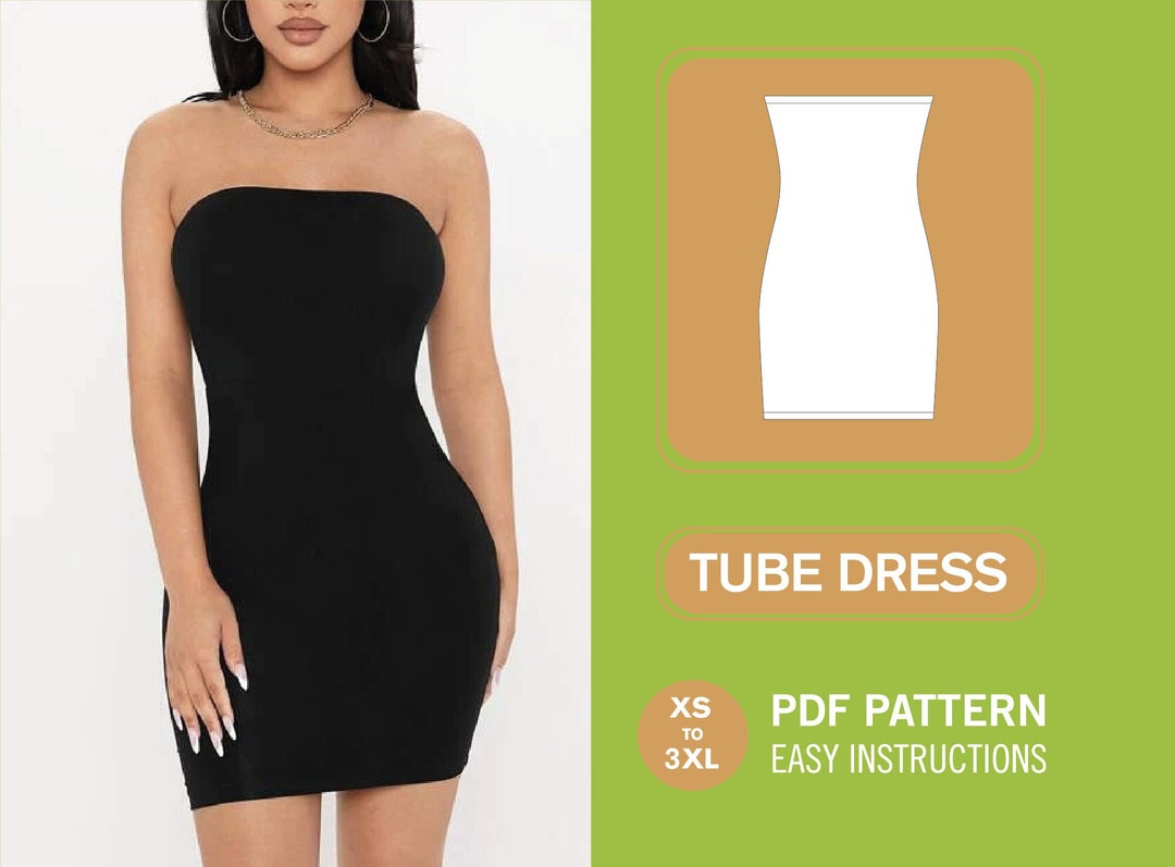 Bodycon Dress Pattern XSXXXL Tube Dress Pattern Etsy