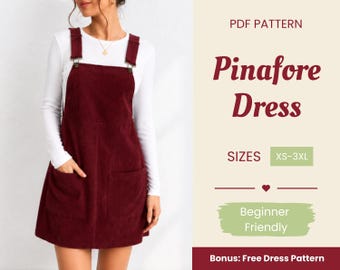 Pinafore Pattern | XS-XXXL | Dress Sewing Pattern | Jumper Pattern | Easy Pinafore Pattern | Sewing Pattern | Women Sewing Pattern