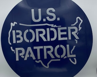 Metalen bord van de Amerikaanse grenspolitie