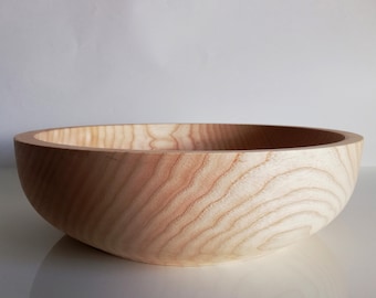 28.5-30 x 8.5 cm, Hand Turned Unique Rustic Solid Mountain Ash Wood Bowl