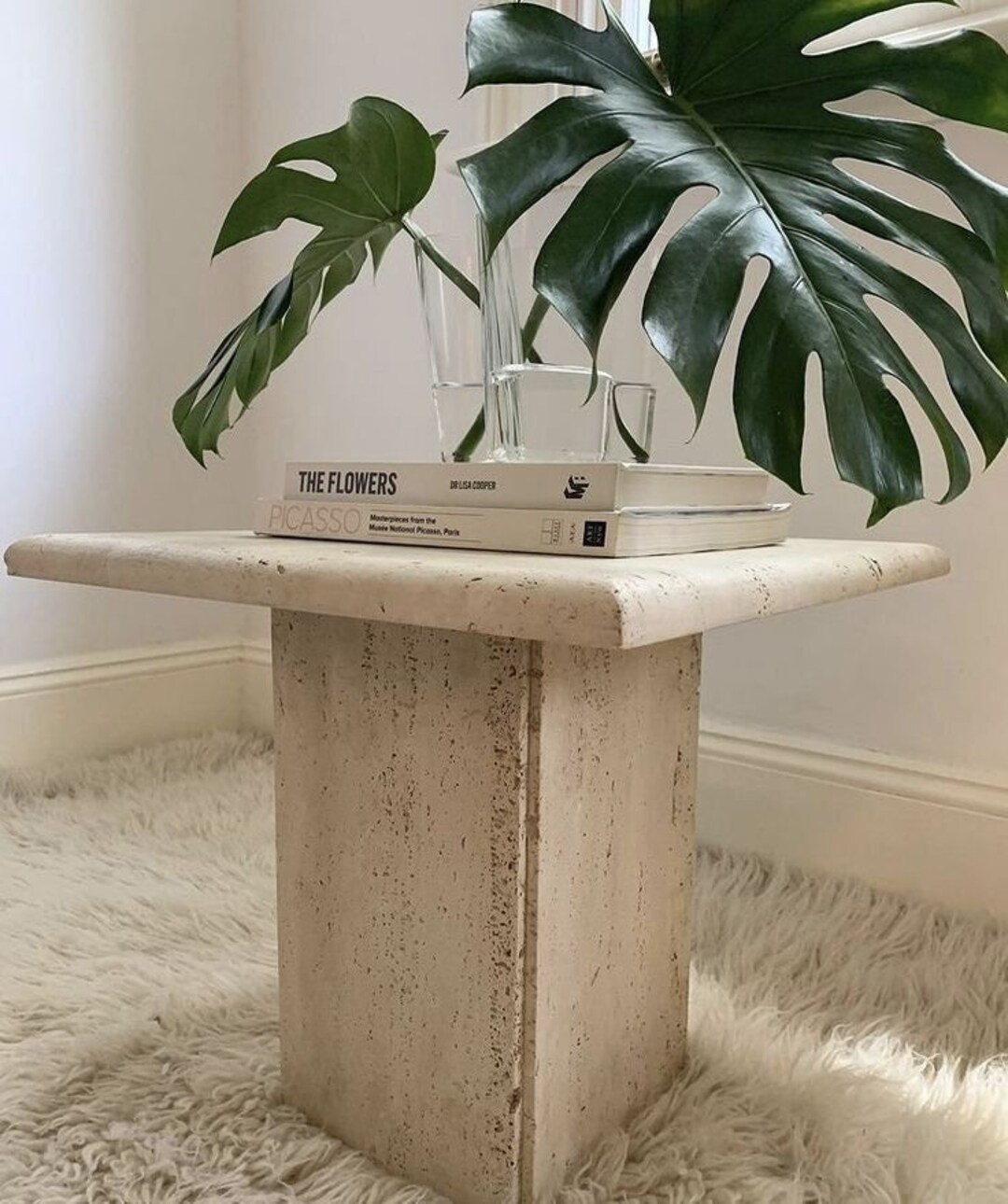 Travertine Nightstand. Travertine Bedside Table. Unique Etsy