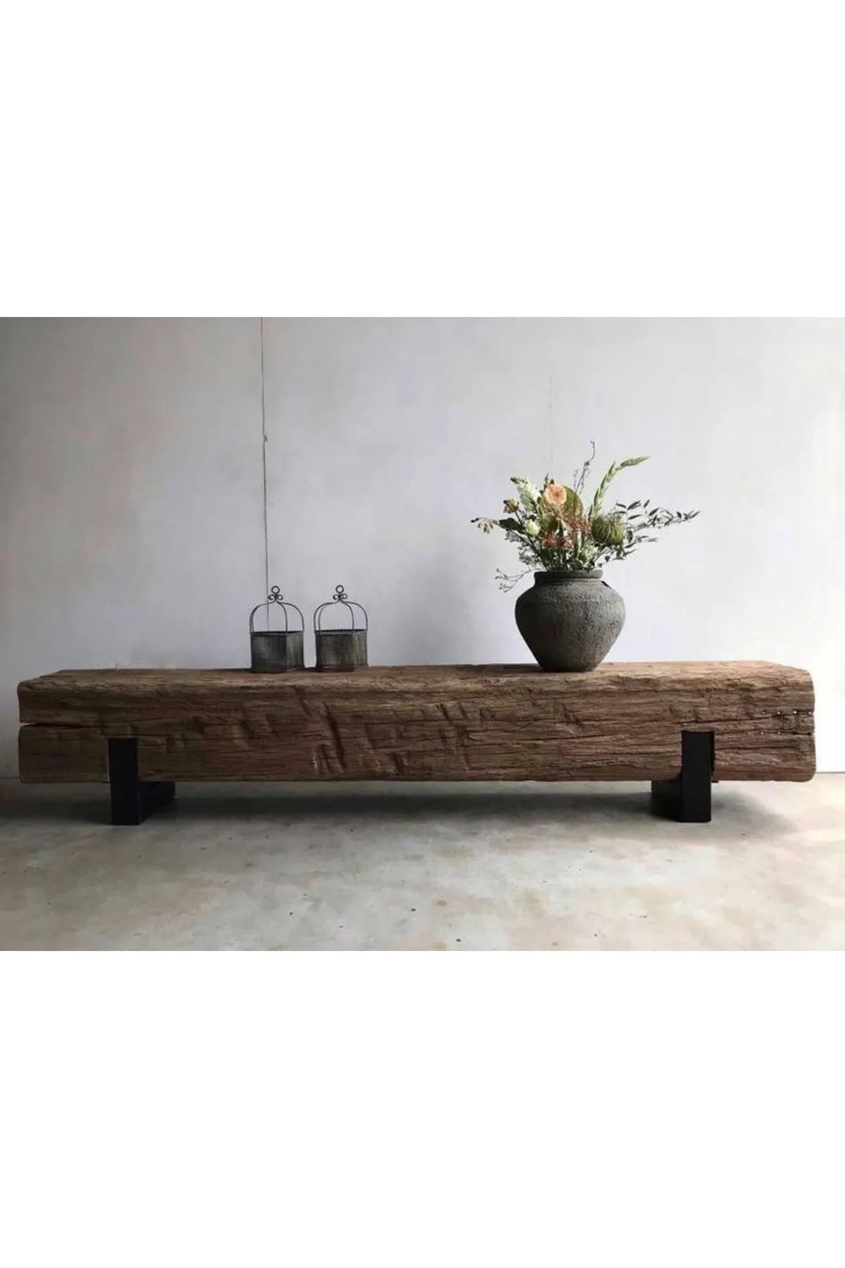 Wood beam tv sale stand