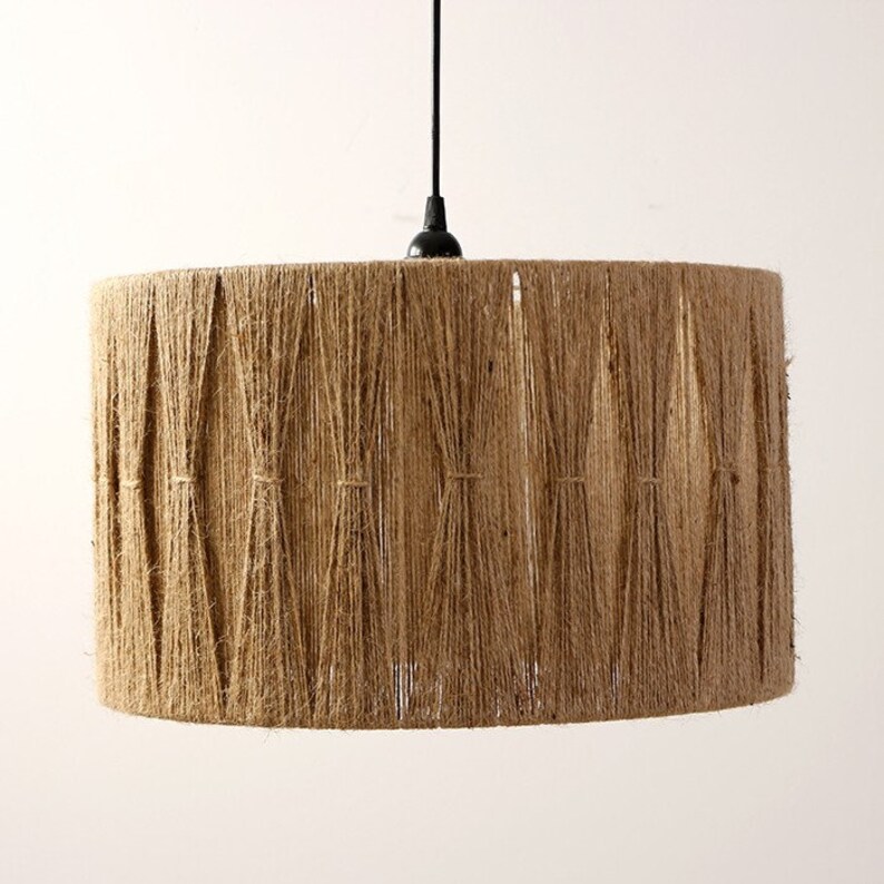 Jute Pendant Light. Jute Lamp Shade. Jute Light. Jute Lamp. Etsy