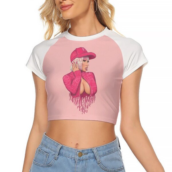 Nicki Minaj Damen Raglan Cropped Shirt | 8 Farben erhältlich | Größen S - 2XL