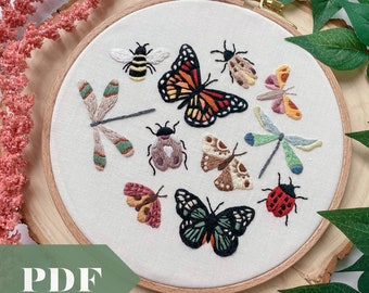 A Bug's Life PDF Guide, Hand Embroidery Digital Download, Forest, Insect, Nature, Colorful Themed Decor