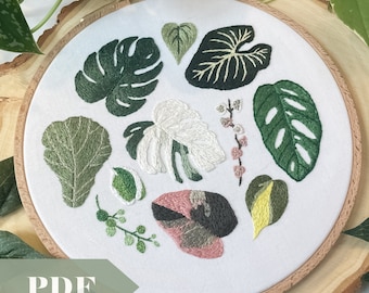 Plantopedia PDF Guide, Houseplant Leaves Embroidery Hoop Pattern, Plant Parent Decor, DIY