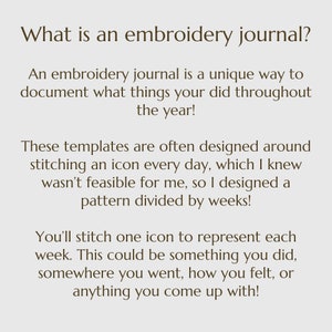 2024 Weekly Embroidery Journal PDF Guide, Stitch Your Year's Memories, Calendar Embroidery Walkthrough, Daily or Monthly Stitching image 2