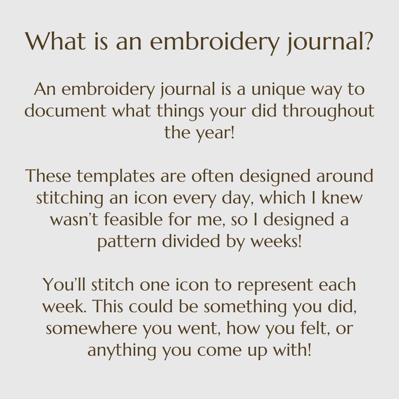 2024 Weekly Embroidery Journal PDF Guide, Stitch Your Year's Memories, Calendar Embroidery Walkthrough, Daily or Monthly Stitching image 2