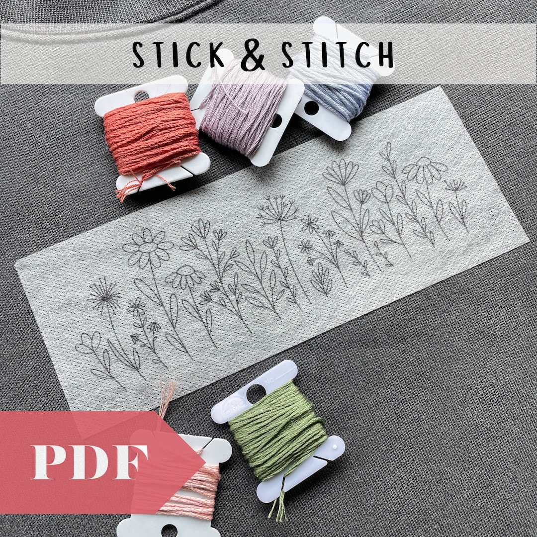 Digital Wildflower Fields Stick & Stitch Embroidery, Hand Embroidery ...