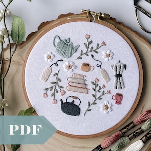 Sundays Mornings Cozy Embroidery Pattern - DIY Learn to Embroider, Handmade Gifts for Beginners