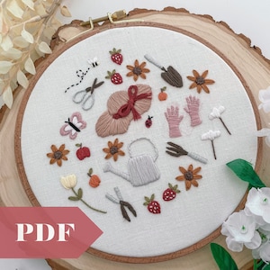 Days in the Garden PDF Guide, Hand Embroidery Digital Download, Outdoor Spring and Summer Design