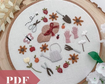 Days in the Garden PDF Guide, Hand Embroidery Digital Download, Outdoor Spring and Summer Design