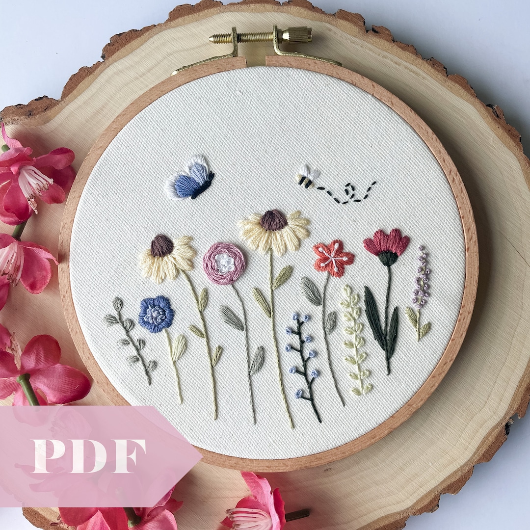 Whimsical Wildflowers PDF Embroidery Guide, Instant Digital Download ...