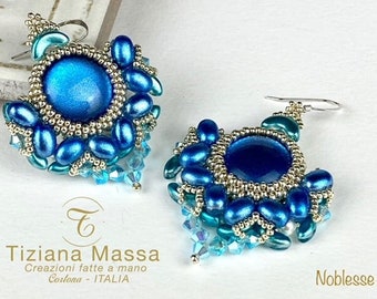 Earrings tutorial with Samos and cabochons by Puca. Noblesse earrings, of my own design.