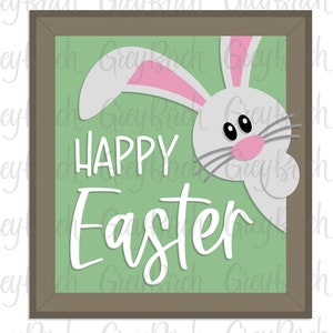 Happy Easter Shelf Sitter Laser File | Easter Decor | Laser Ready Files | Bunny SVG | Farmhouse Decor | Spring Sign