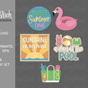 Sommer Tier Tablett Laser-Datei | Pool Dekor | Laserfertige Dateien | Süße Sommerzeit SVG | Pool Tasche SVG | Flamingo Float svg | Badeanzug svg