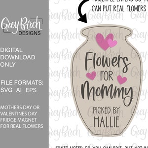 Flower Holding Fridge Magnet Laser File | Valentines Day Gift | Mother&#39;s Day Gift | Flowers for Mom | Mom Laser Files