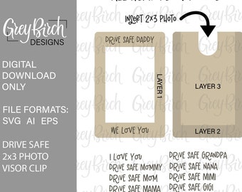 Clip para visera Drive Safe Archivo para corte láser / Día de la madre, Día del padre, Día de los abuelos / Archivo para corte láser / Drive Safe SVG