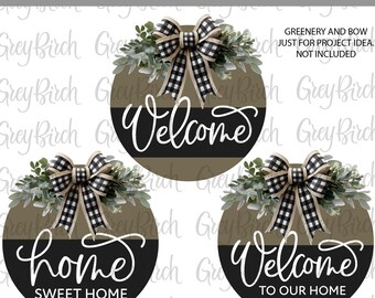 Welcome Door Hanger Laser File | Home Sweet Home Sign | Year-Round Door Hanger | Welcome SVG | Home Sweet Home SVG