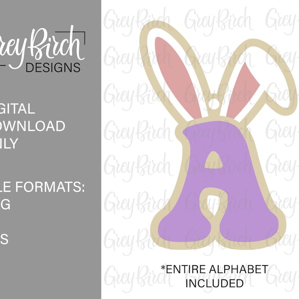 Easter Bunny Initial Basket Tag SVG | Easter Tag Laser File | Easter Decor | Easter Name Tag