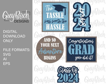 Graduation Tiered Tray Svg | Grad Tiered Tray Decor | Laser Ready Files | Glowforge Files | Graduation Decor