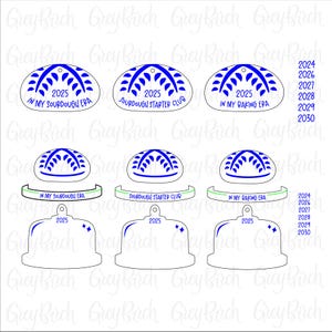 May include: A selection of white and blue laser-cut ornaments and tags. The ornaments display a blue design and the text "2025 IN MY SOURDOUGH ERA", "2025 SOURDOUGH STARTER CLUB", and "2025 IN MY BAKING ERA". The tags include the year 2025.