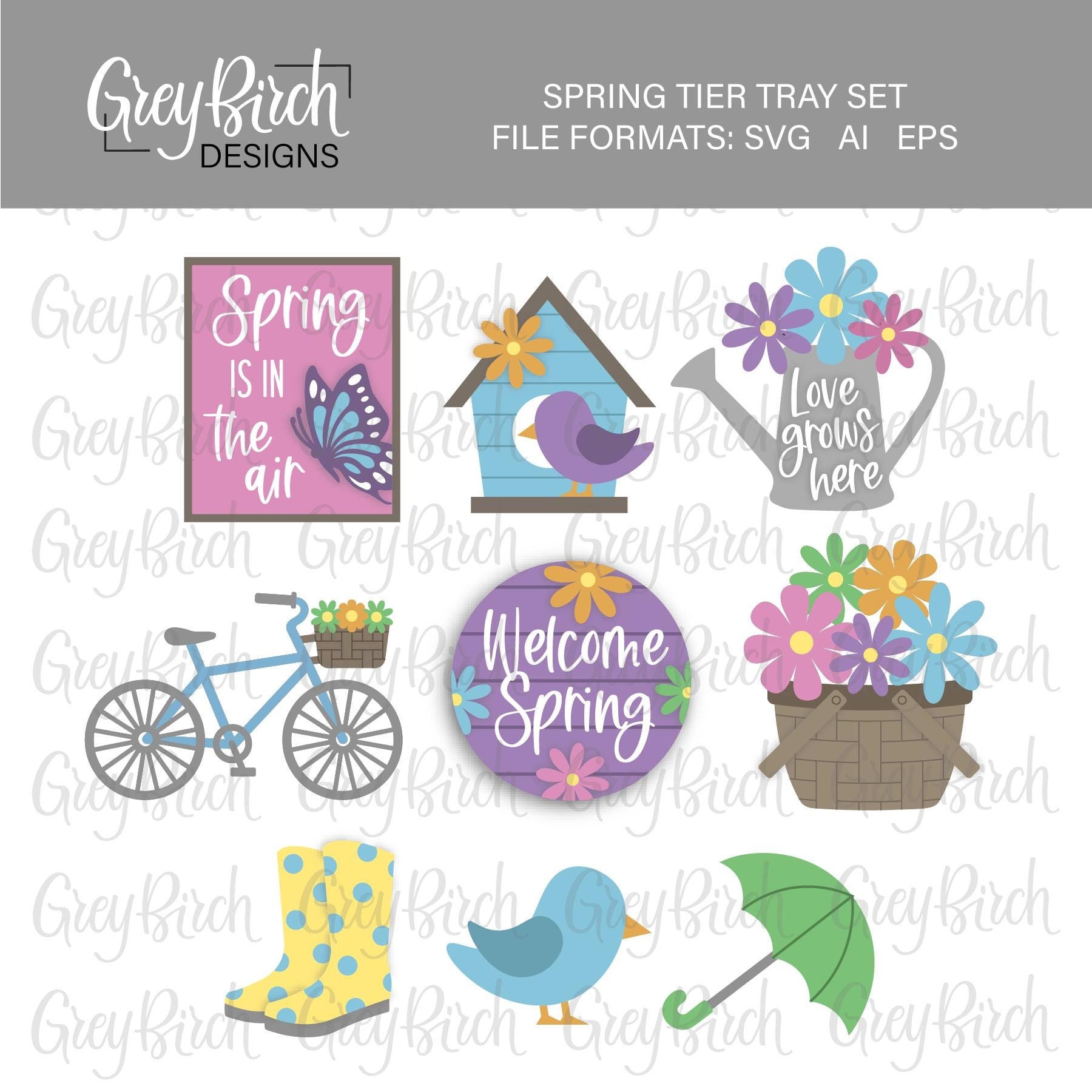 Spring Tier Tray Laser File | Spring Decor | Laser Ready Files ...