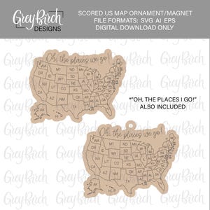 Ornament mapy USA z podziałką w formacie SVG | Plik mapy USA wycinany laserowo | Kolorowanie stanów