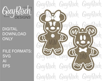 Mouse Gingerbread Ornament Laser File | Stocking Tag SVG | Christmas Decor | Christmas Name Tag | Christmas Mouse Ornament