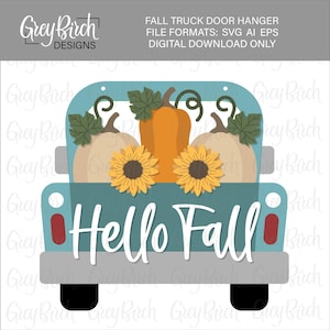 Laserbestand vrachtwagendeurhanger herfst | Herfstvrachtwagen SVG | Laserklare bestanden | Herfstdecoratie | Hallo herfst-SVG | Zonnebloem SVG | Pompoen-svg